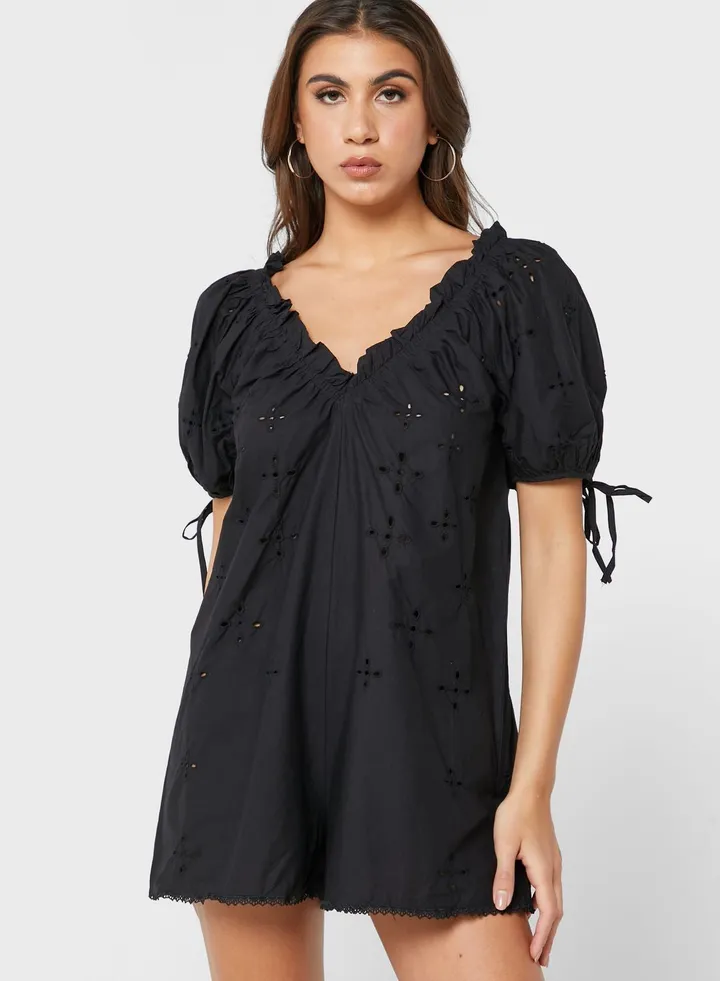Full Sleeve V Neck Playsuit