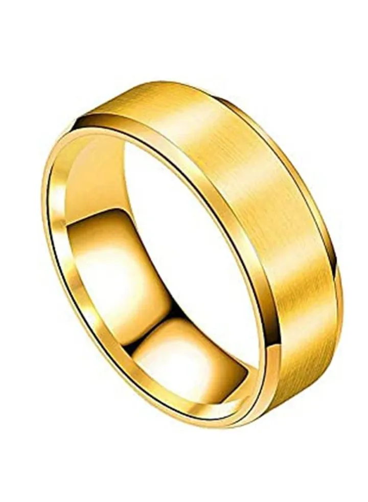Titanium Steel Ring Gold US 8