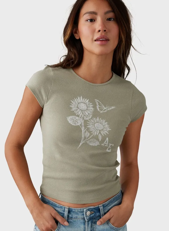 Graphic Ribbed T-Shirt