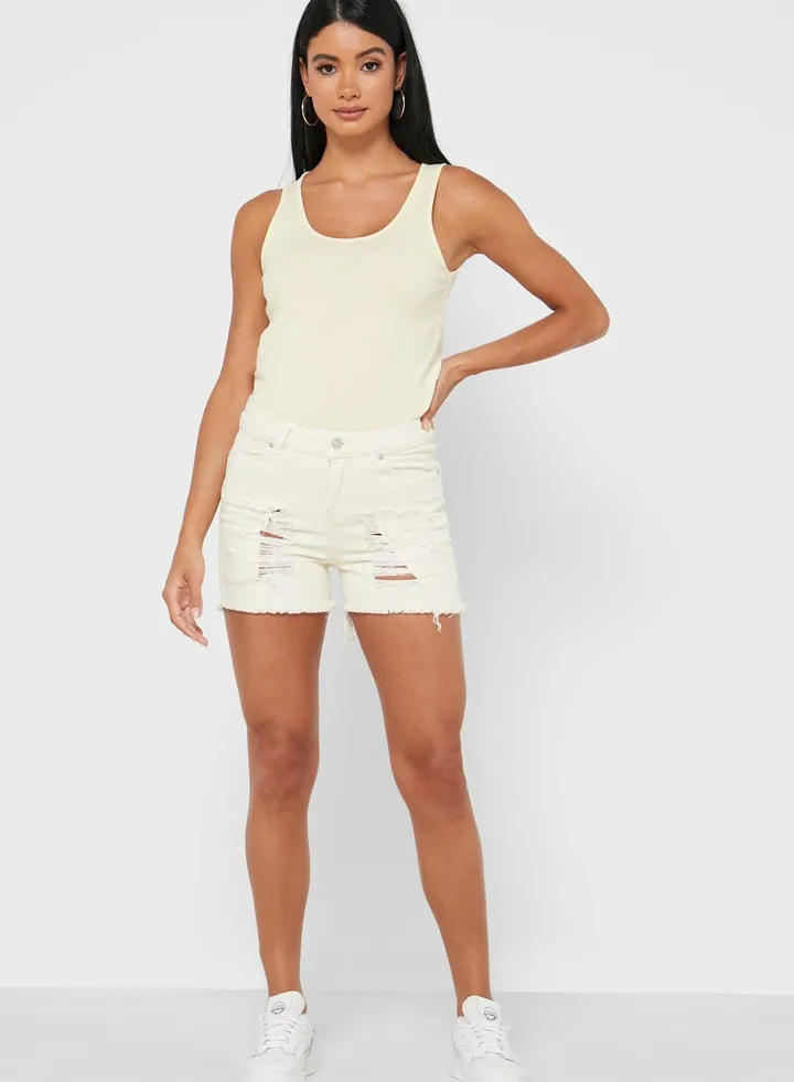 Distressed Denim Shorts