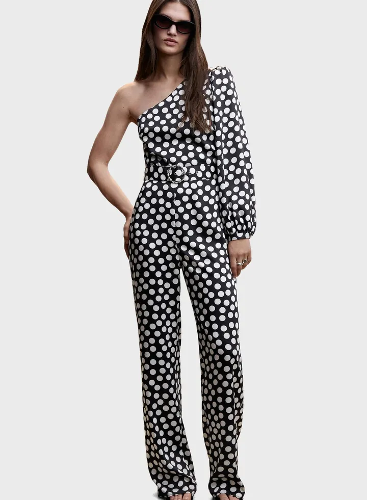 Belted Polka Dot Jumpsuit