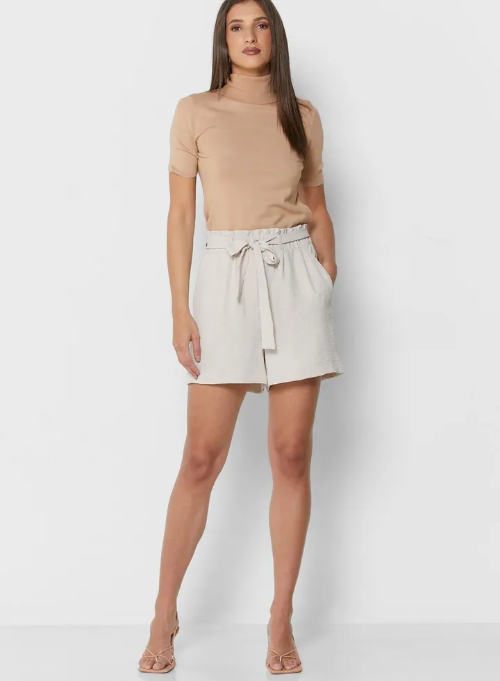 Belted High Waist Shorts