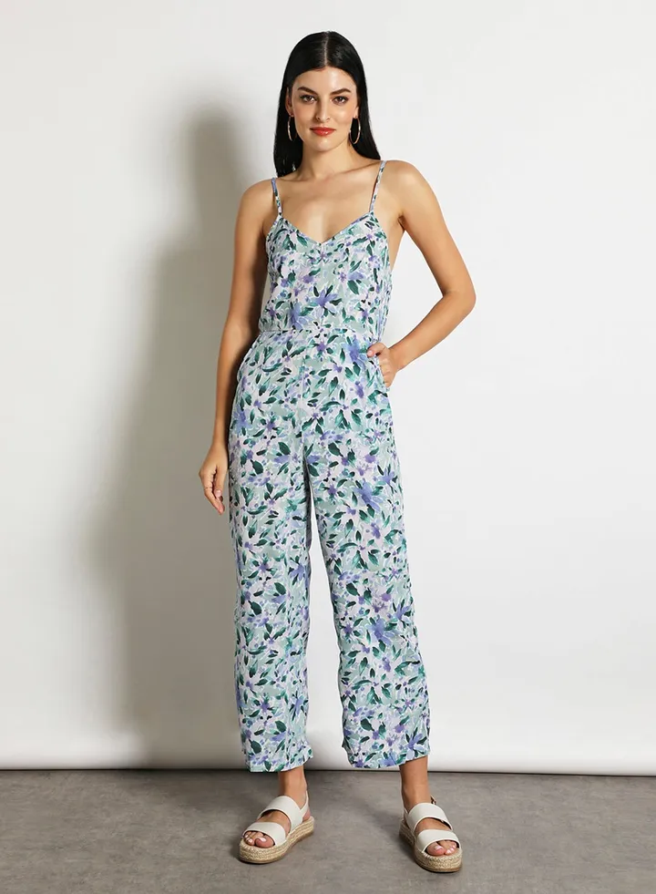 Women'S Casual Sleeveless Printed Jumpsuit Multicolour