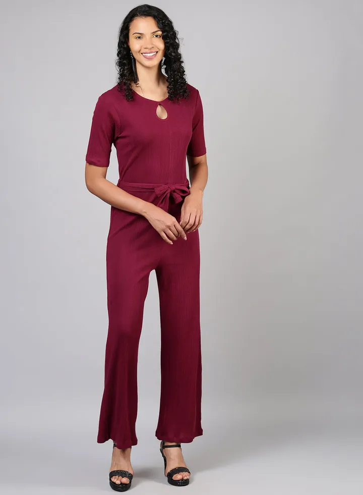 Fashionable Casual Jumpsuit Wine