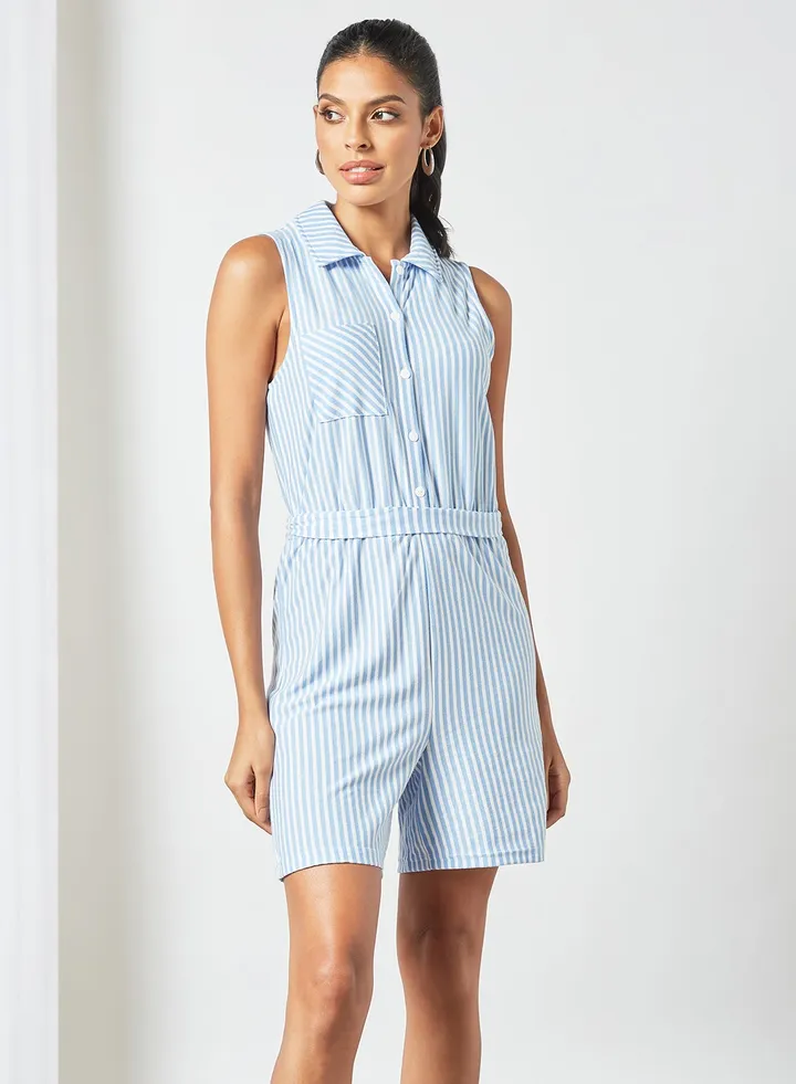 Striped Playsuit Blue