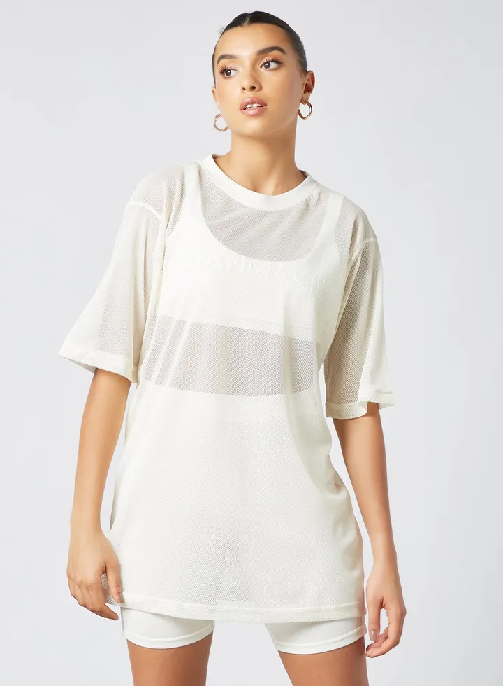 Oversized Mesh T-Shirt White
