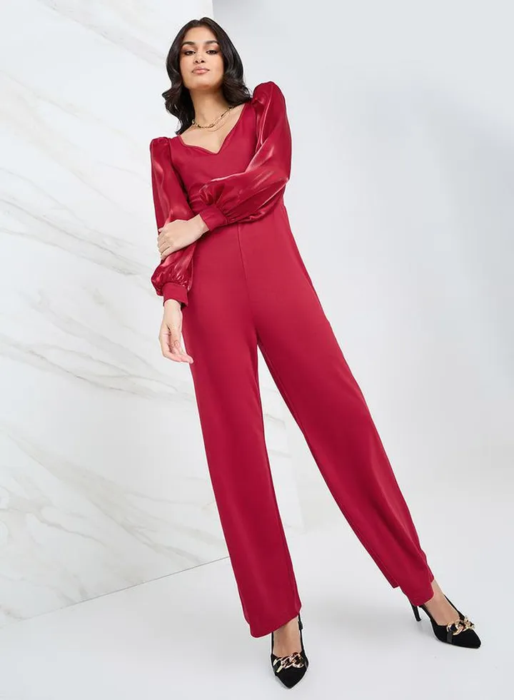Organza Sleeve Wide Leg Jumpsuit
