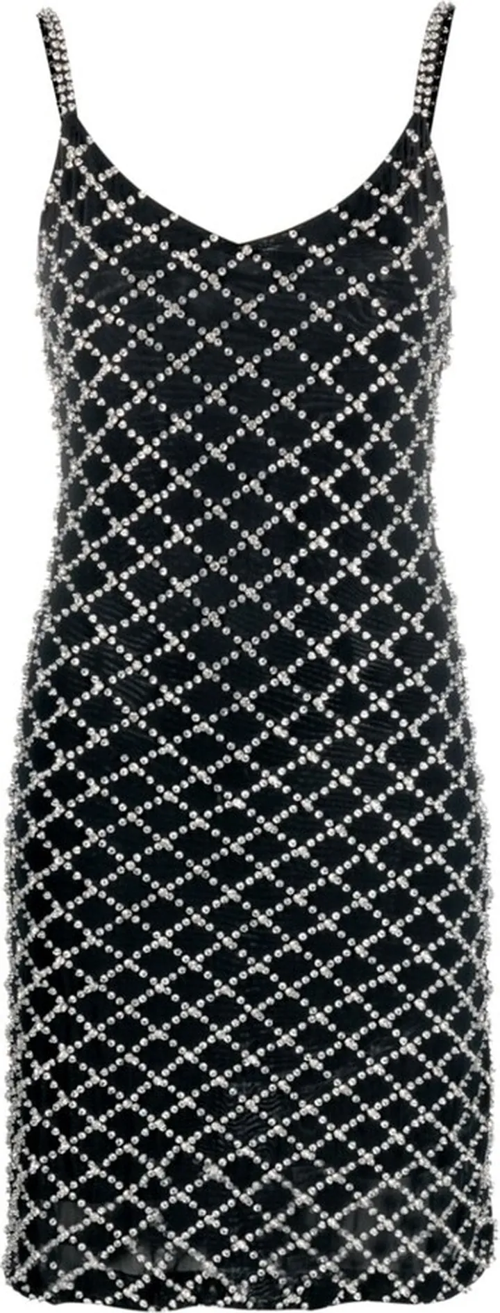 Rhinestone-Embellished Mini Tulle Dress