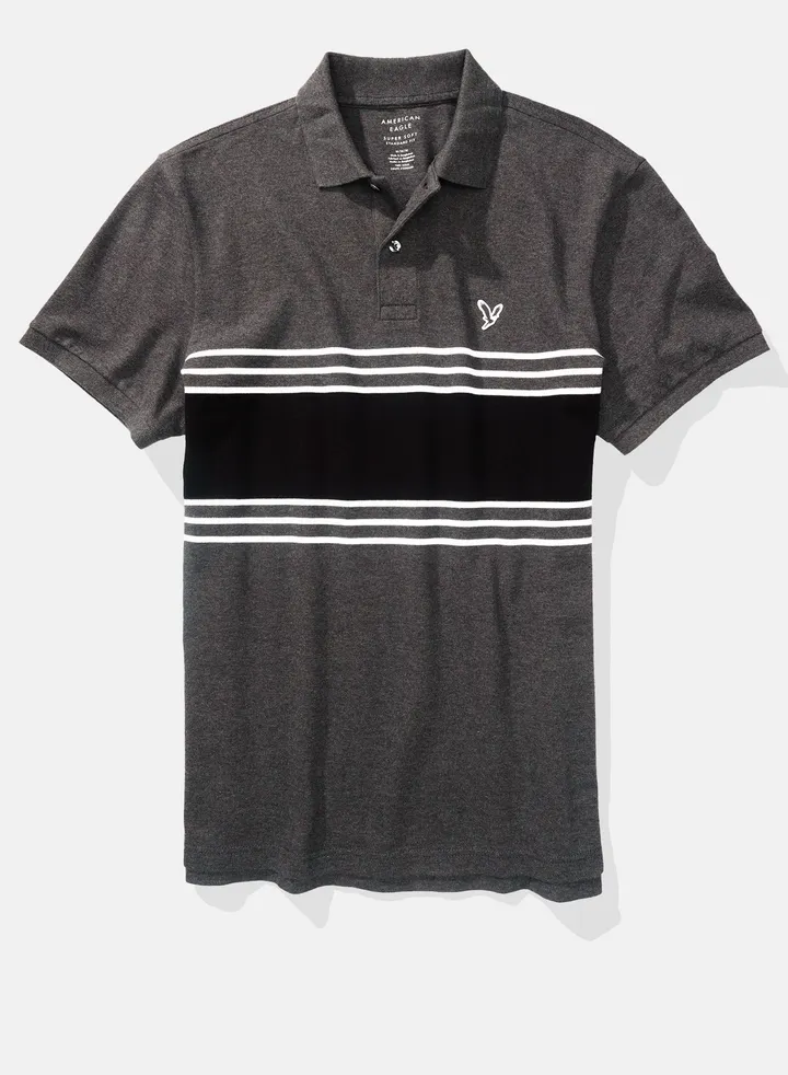 AE Striped Pique Polo Shirt