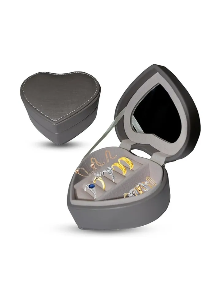 Jewelry Travel Case - Small Organizer - Portable Box Storage Organizer Display For Rings Earrings Necklaces Gifts Compact & Lightweight with Mirror, jewelry box organizer (Grey)