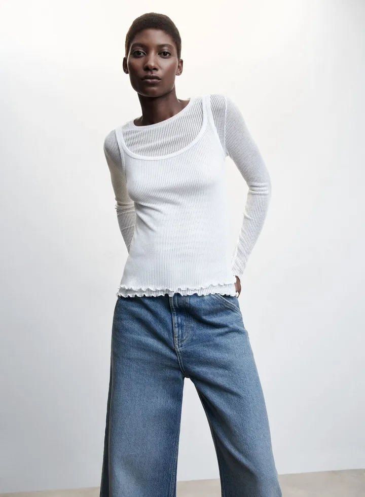 Ribbed Knitted T-Shirt