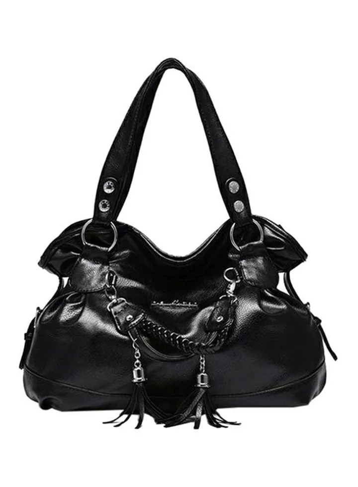 Tassel Hobo Bag Black