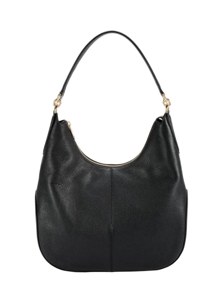 Solid Leather Hobo Bag Nero