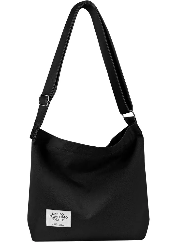 Women Canvas Hobo Shoulder Bag,Unisex Retro Canvas Handbag Crossbody Bag Beach Bag Simple Shoulder Bag Ladies Large Cotton Tote Handbag Girls Shopping Bag for Travel Daily Use