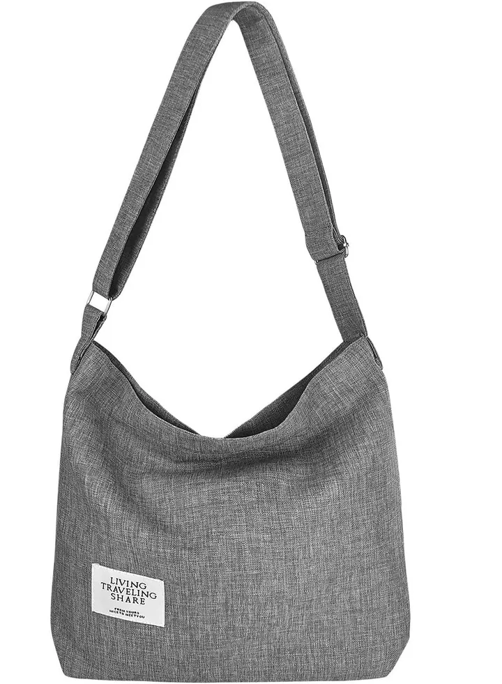 Women Canvas Hobo Shoulder Bag,Unisex Retro Canvas Handbag Crossbody Bag Beach Bag Simple Shoulder Bag Ladies Large Cotton Tote Handbag Girls Shopping Bag for Travel Daily Use