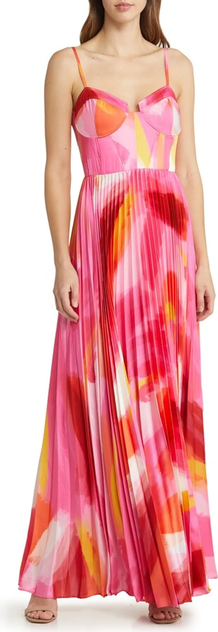 Mali Bustier Pleated Satin Gown