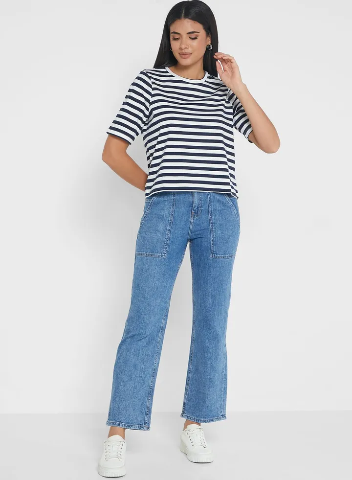 Pocket Detail Straight Jeans