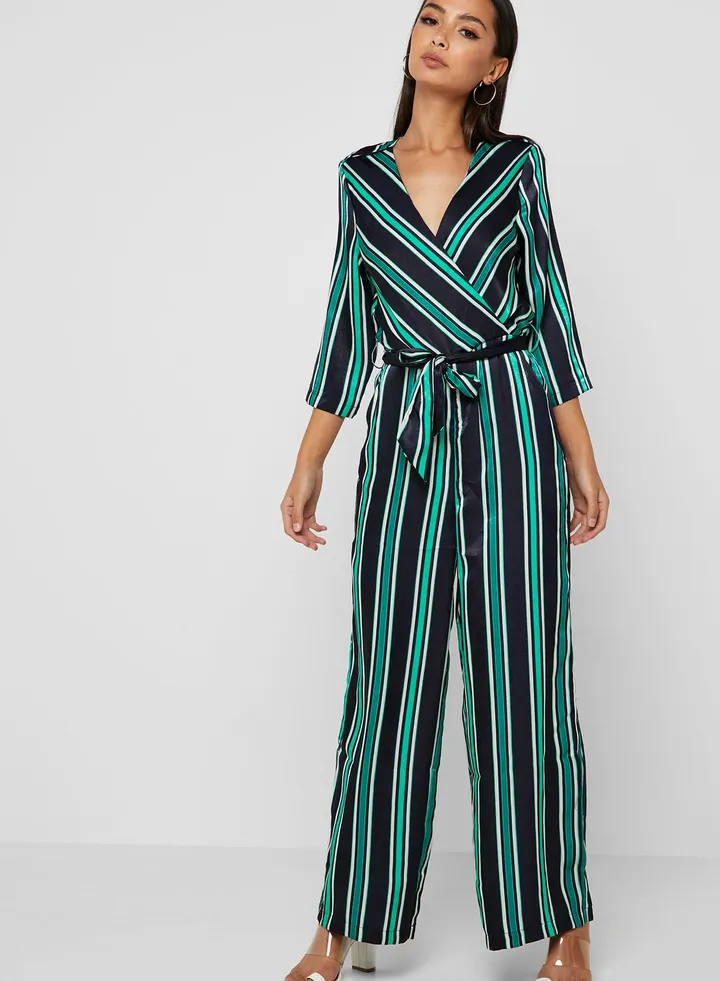 Striped Belted Jumpsuit