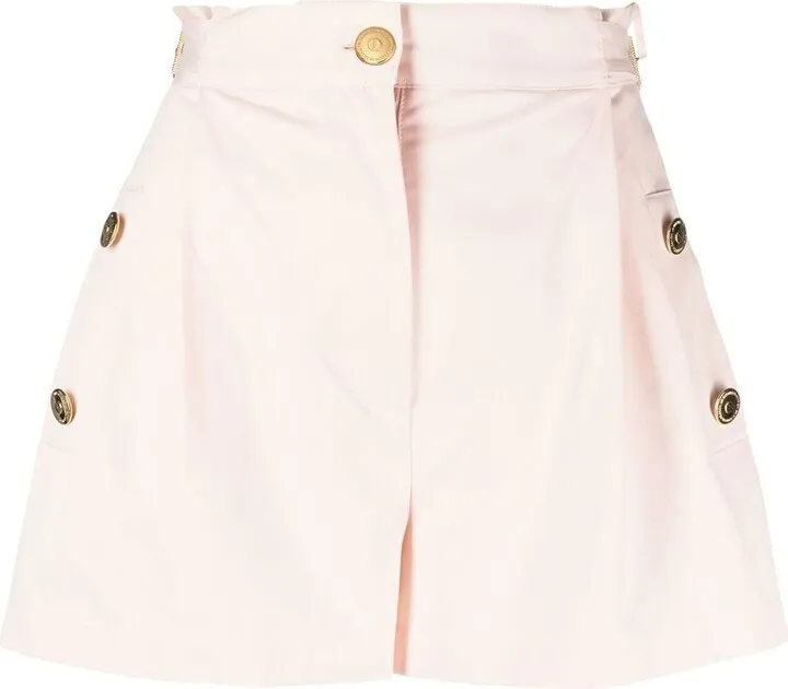 Decorative-Button Detail Shorts
