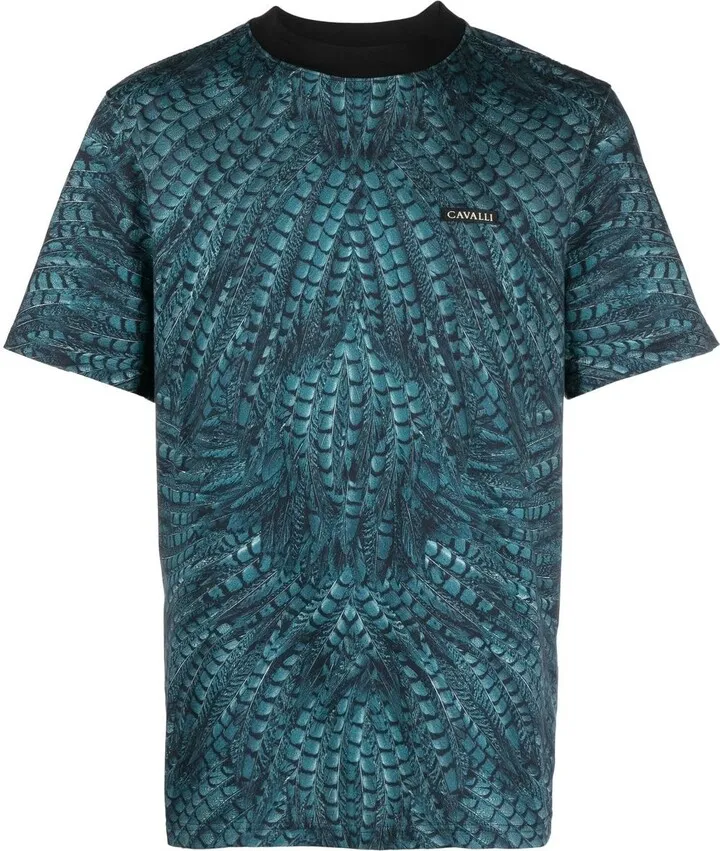feather-print T-shirt