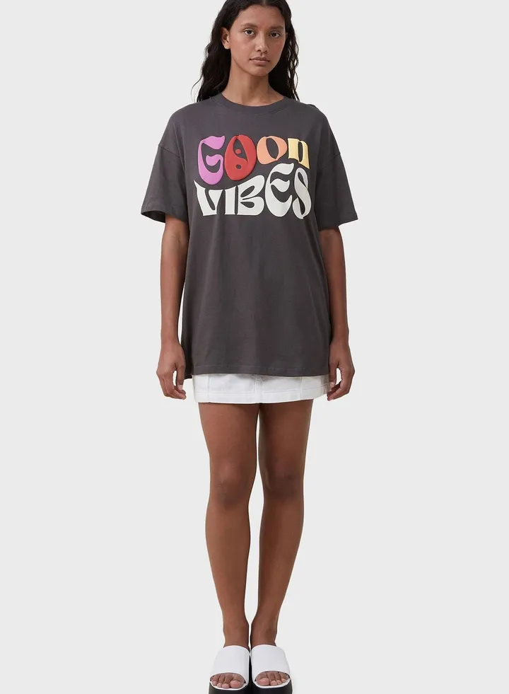 Crew Neck Slogan T-Shirt