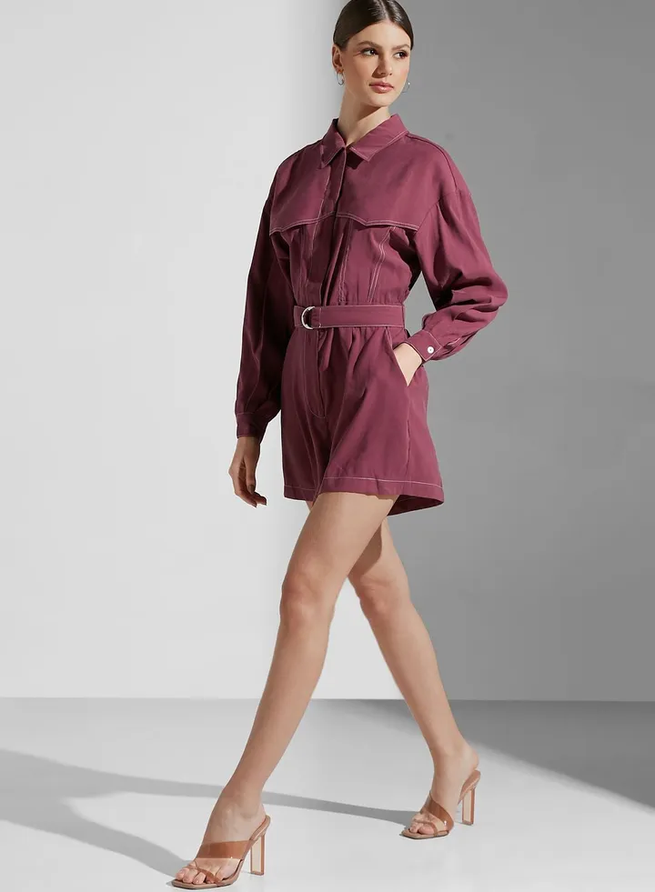 Epiphany Belted Button Down Playsuit