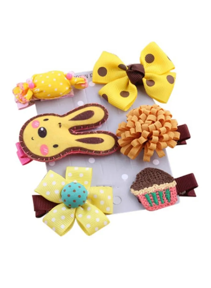 Hair Clip Hairpin Set Yellow/Brown/Pink