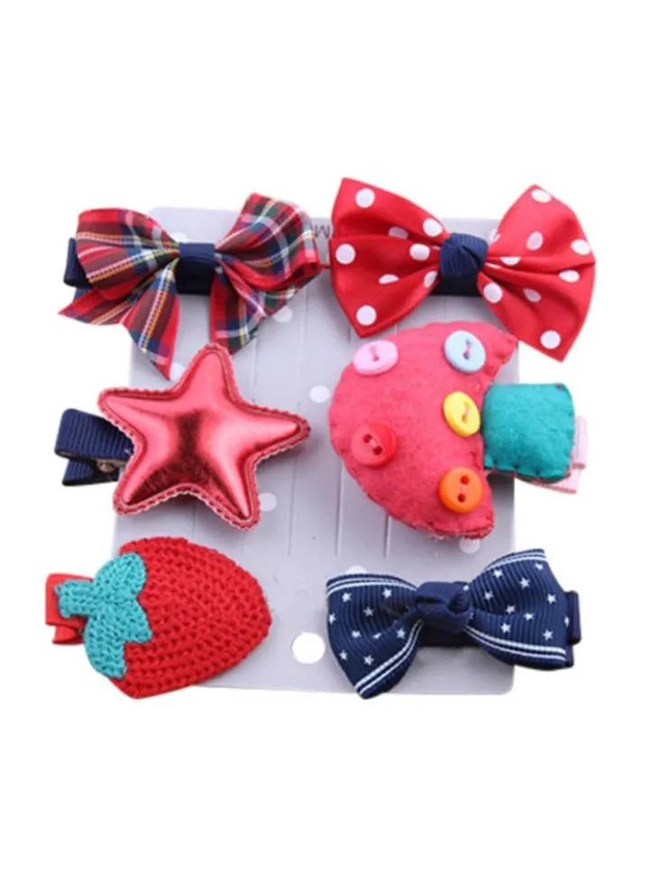 Hair Clip Hairpin Set Red/Navy/White