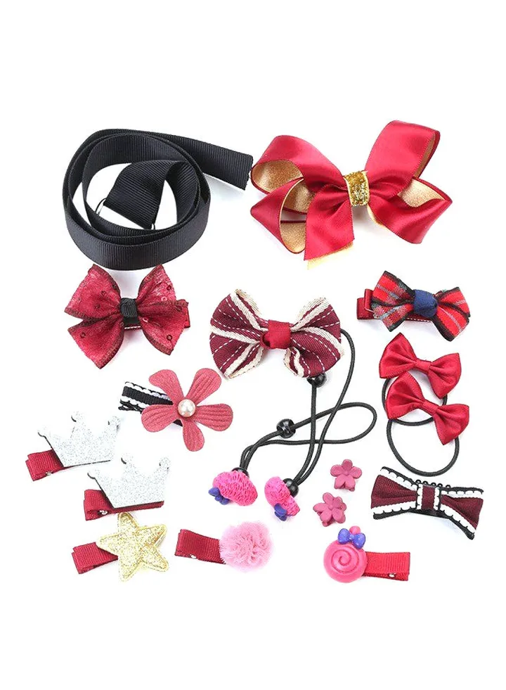 Bow Tie Headband Set Red