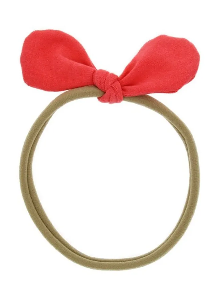 Bow Headband Red/Beige