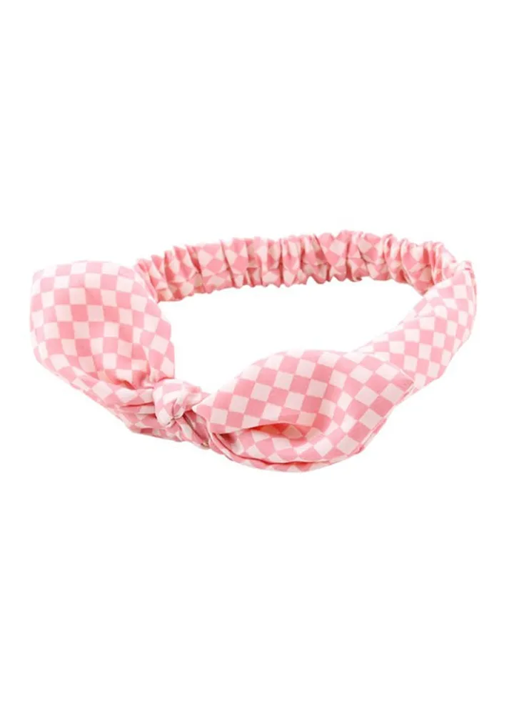 Checkered Headband Pink