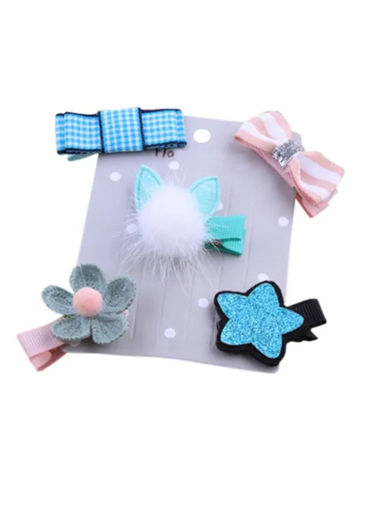 Hair Clip Hairpin Set Blue/Pink/Grey