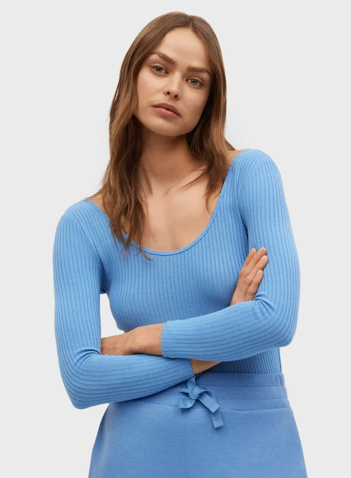 Scoop Neck Ribbed T-Shirt