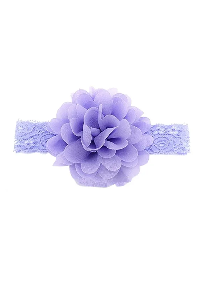 Chiffon Flower Design Headband Purple