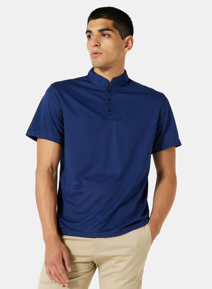 Grandad Collared Pique Polo