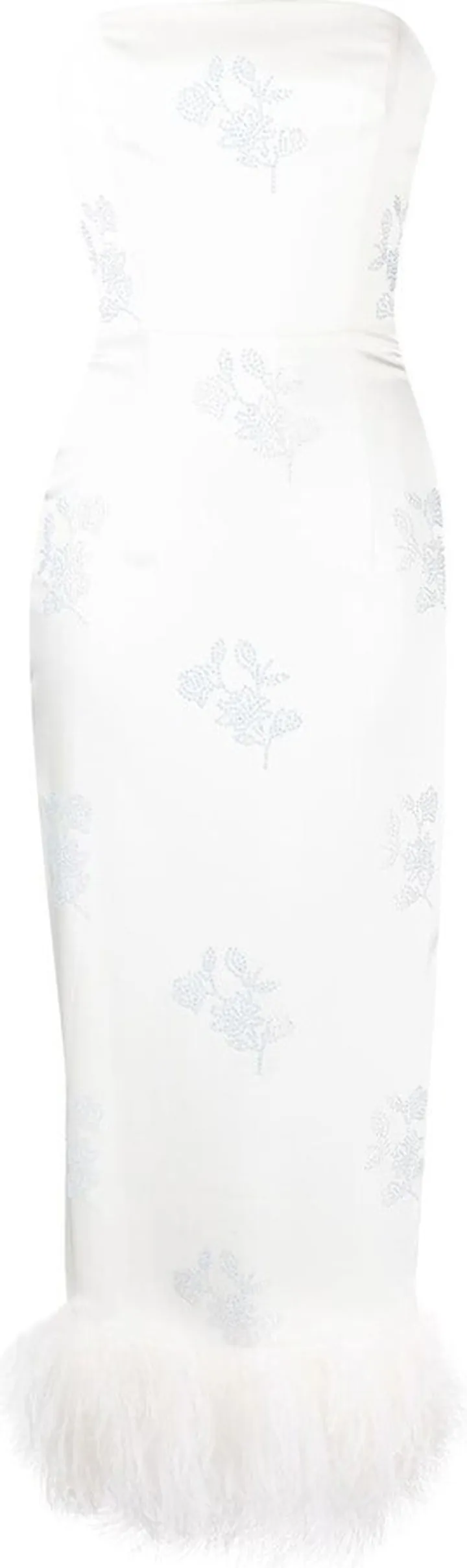Feather-Trim Midi Dress
