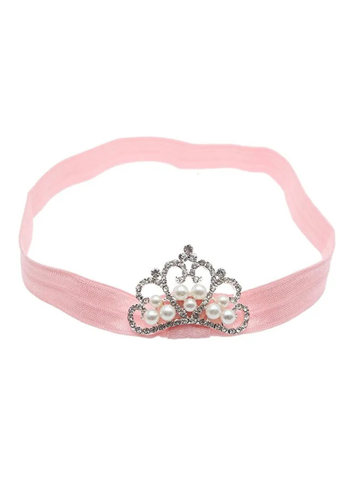 Crown Embellished Headband Pink/White