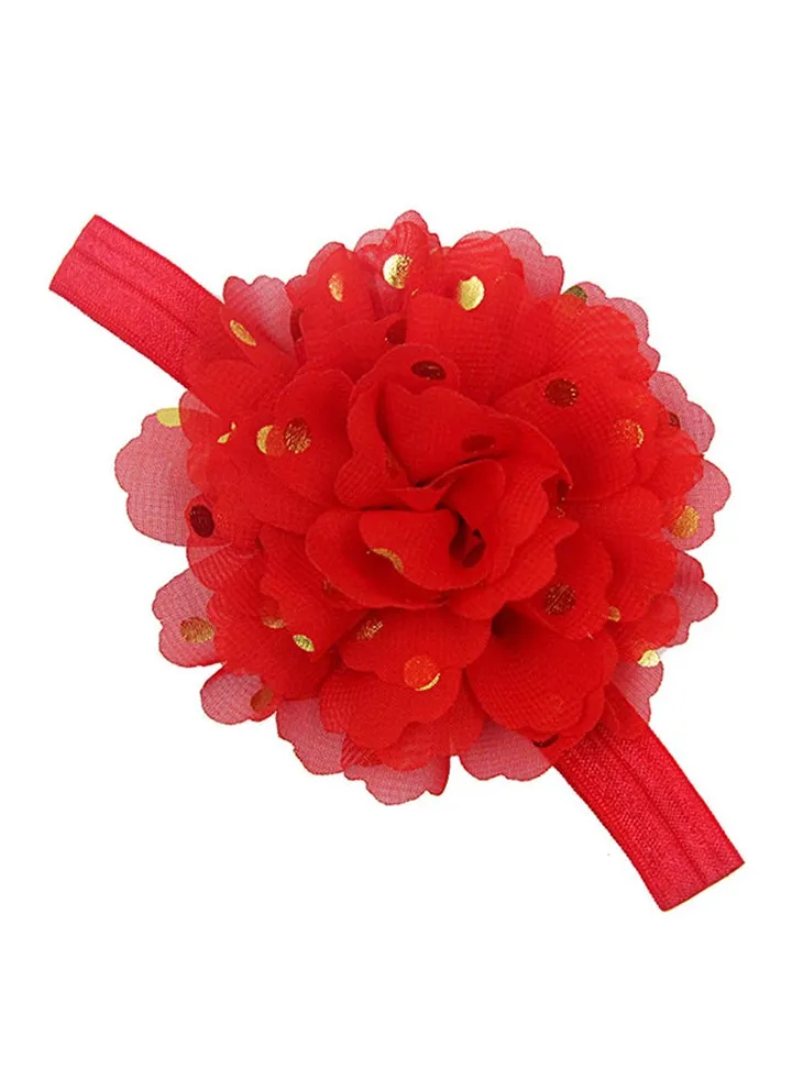Flower Embellished Headband Red