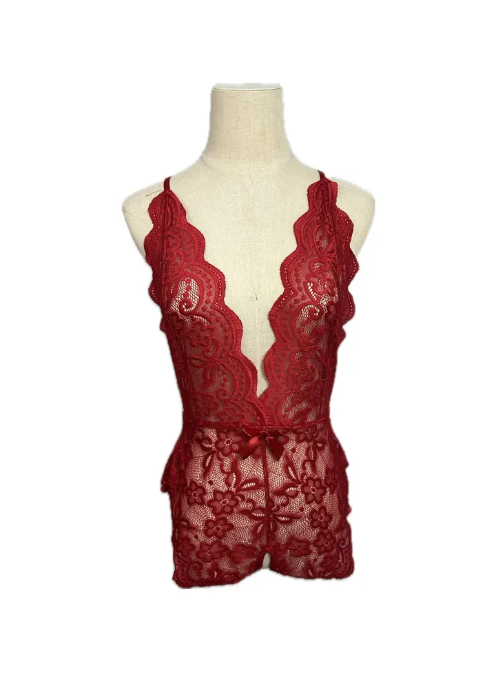 Women's Lace Jumpsuit Nightdress Elastic Tight Fitting Hanging Pajamas