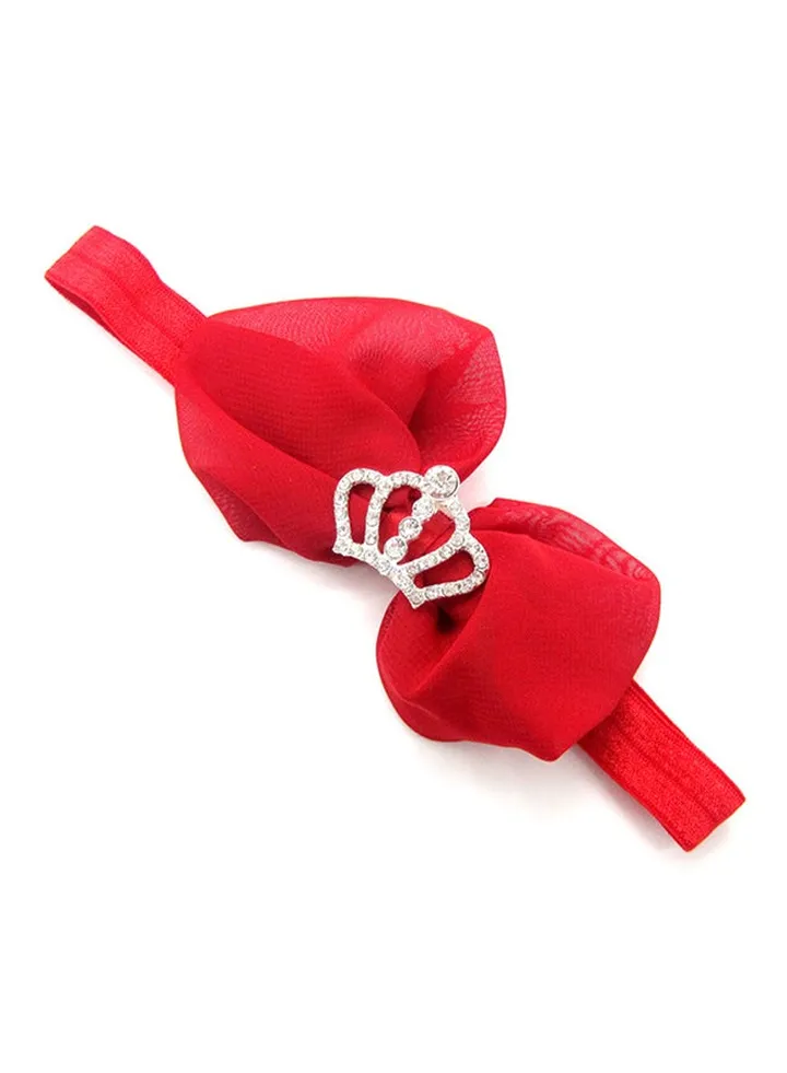 Crown Embellished Headband Red
