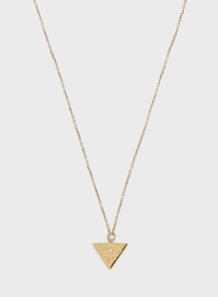 Cleopatra Pyramid Eye Pendant Necklace