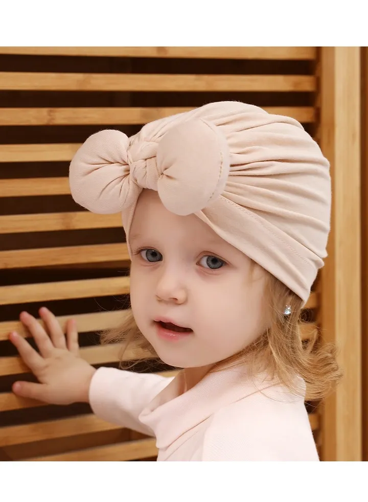 Childrens Bow Headband Hat Beige