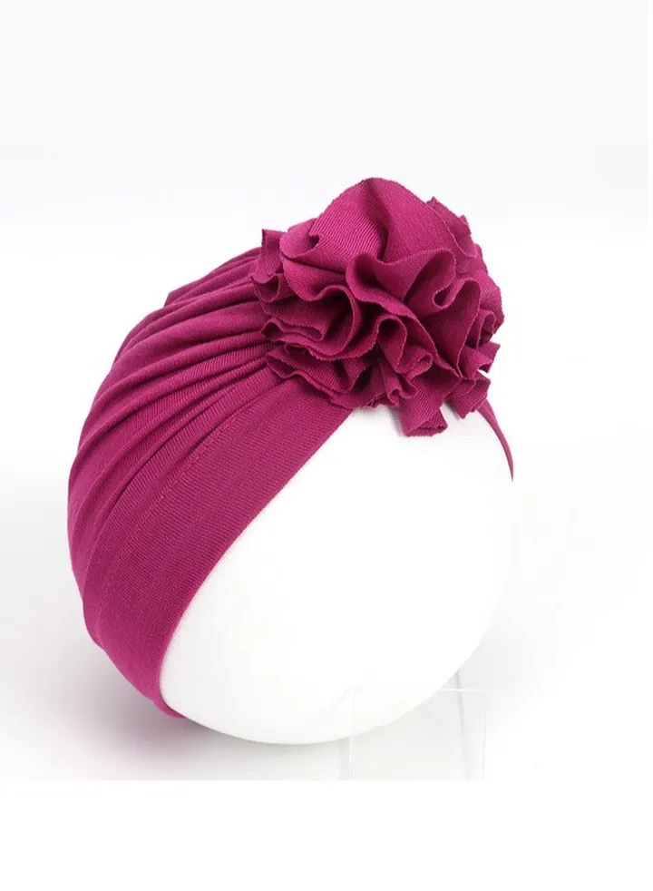 Children's Pleated Multi-Color Floral Hat Purple