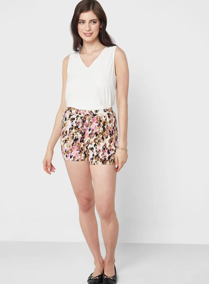 Printed High Waist Shorts
