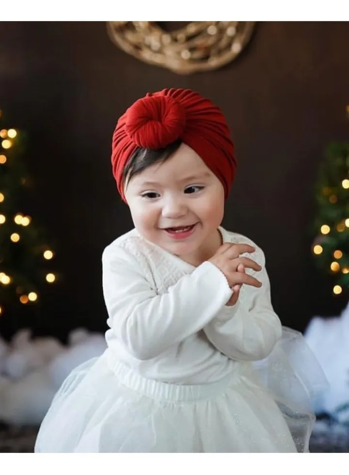 Pure Cotton Baby Knot Hat Dark Red