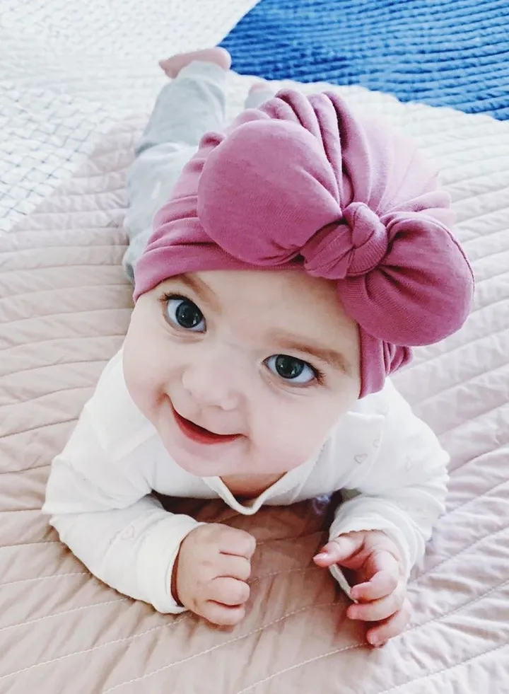 Childrens Bow Headband Hat Rose Pink