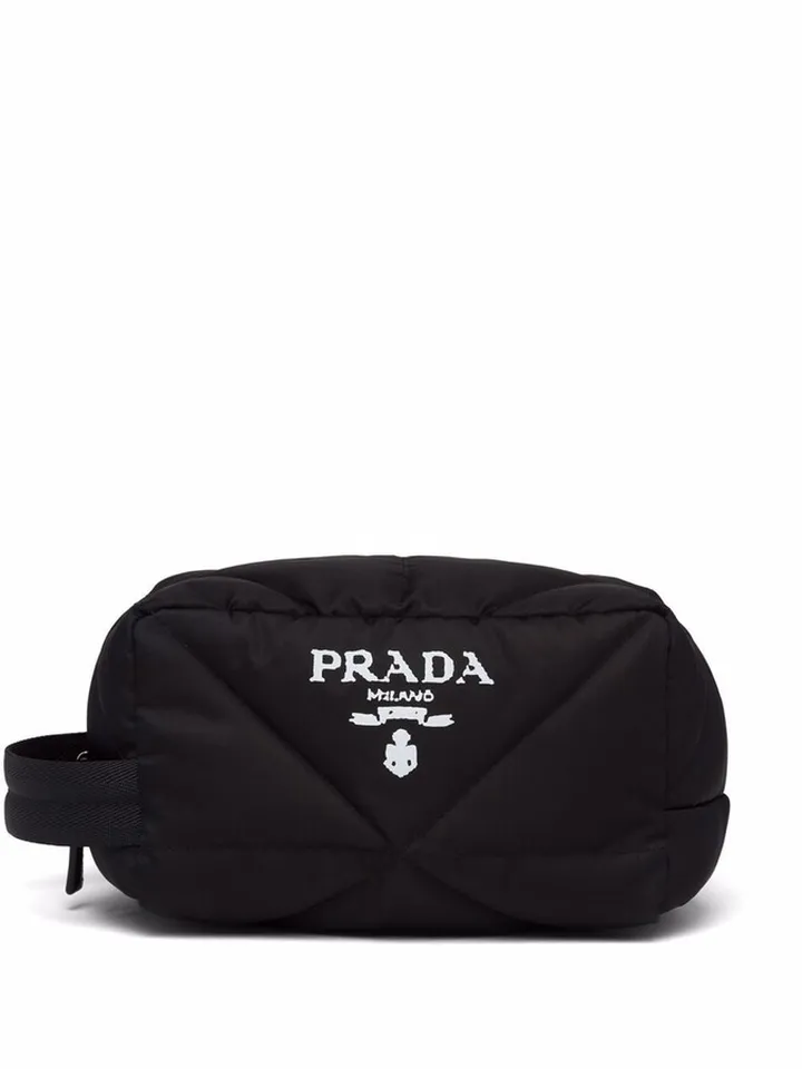 Logo-Print Quilted Wash Bag