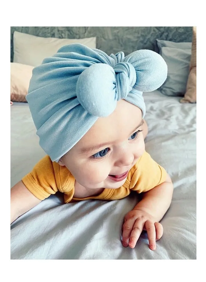 Childrens Bow Headband Hat Light Blue