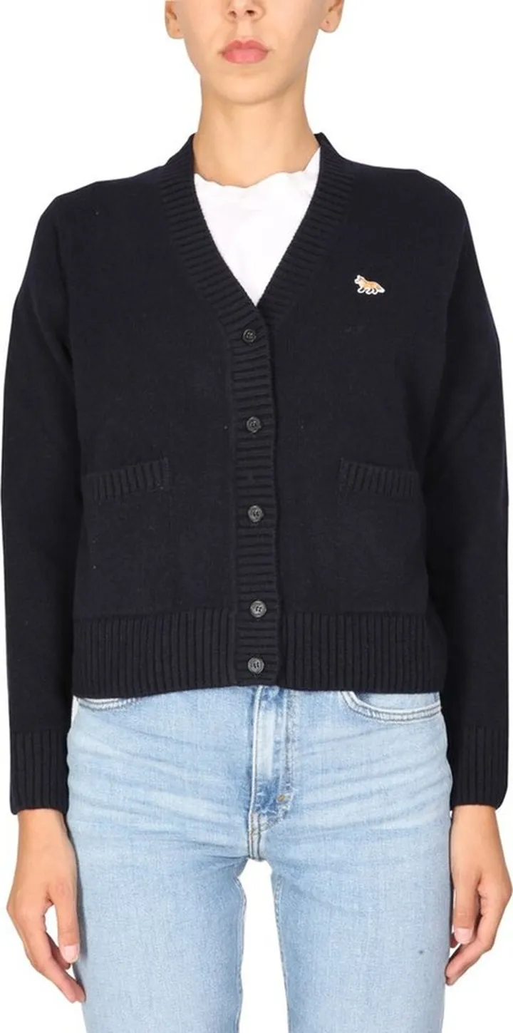 Maison Kitsuné Fox Patch V-Neck Cardigan