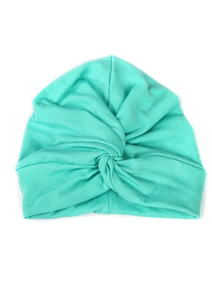 Cotton Children's Cross Headband Hat Light Green